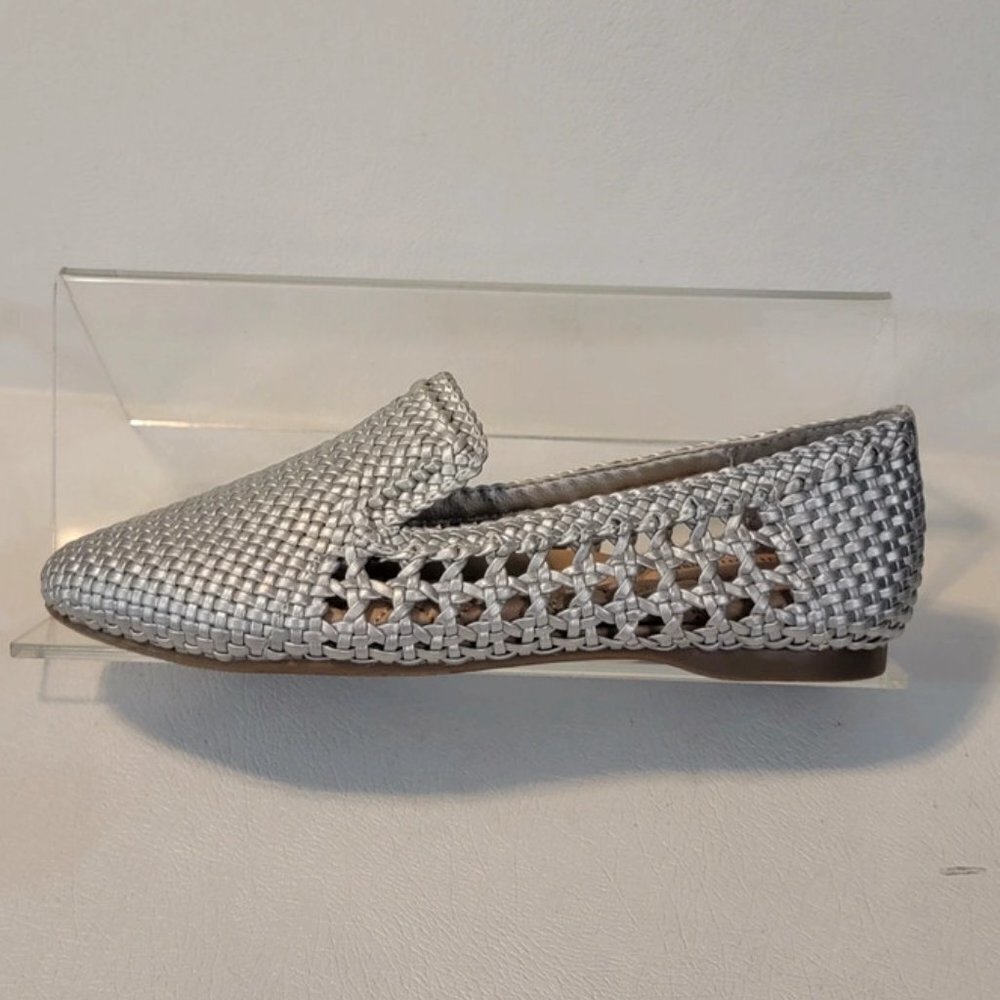 Birdies Silver Handwoven Vegan Leather Starling Loafer Flats - Picture 7 of 11